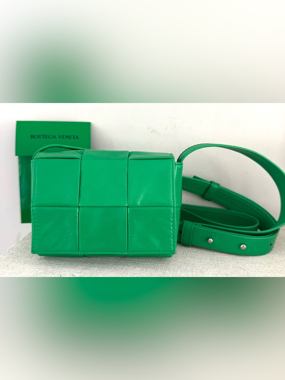 BOTTEGA VENETA Candy Cassette Mini Crossbody Green Leather